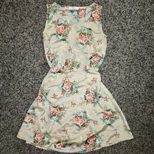 Poetry Beige Floral Cutout Back Fit & Flare Dress Size S 2010's